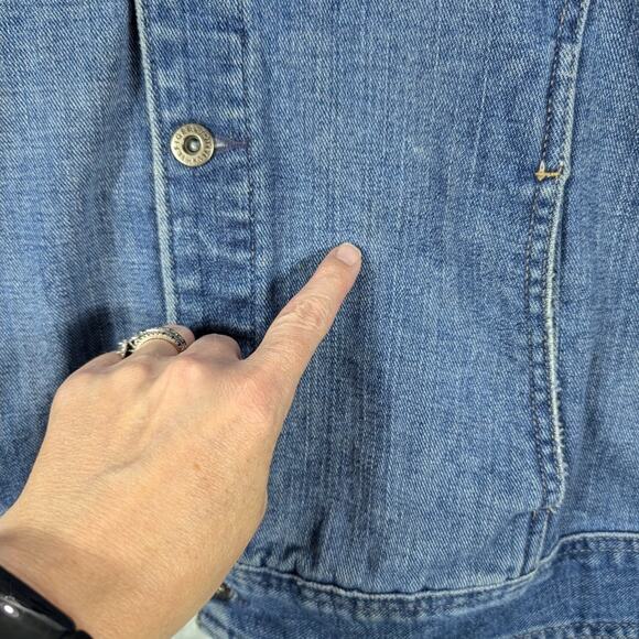 Tommy Hilfiger Jean Jacket Womens 1X Plus Denim Coat Y2K Preppy Vintage READ - Picture 6 of 11